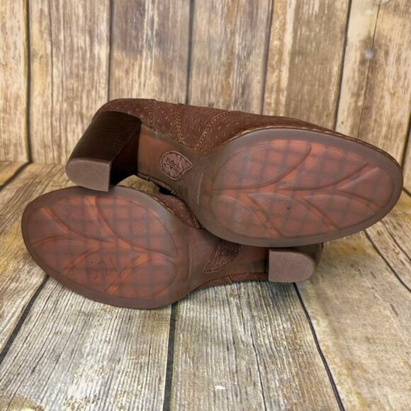 Born Genevieve Brown Polka Dot Suede Leather Western Cowgirl Boots Sz 9M - Picture 7 of 9